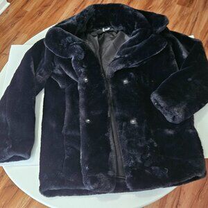 Black Furry H&M Divided Coat
